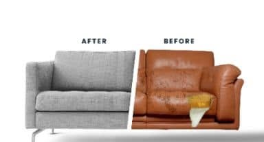 Sofa before and after composite